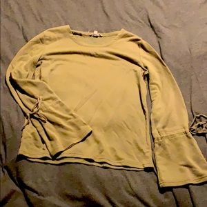 Grey and gray bell sleeve shirt